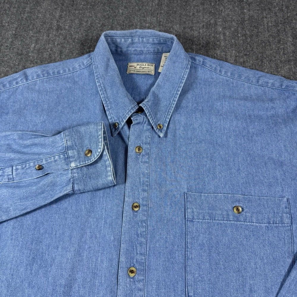 Bugle Boy Originals Men's 2XL Blue Denim Button-Down Shirt